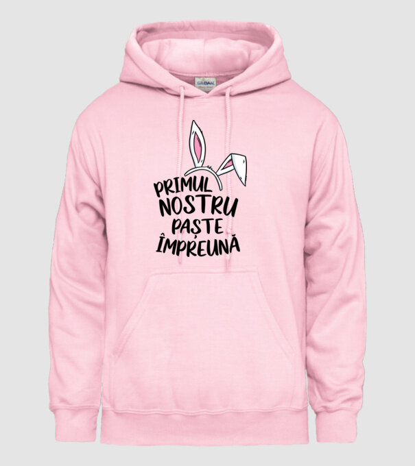 Primul nostru Paște împreună model roz deschis pe tricou