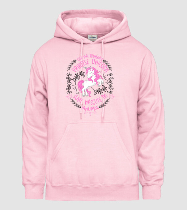 Cele mai frumoase prințese unicorn sunt născute în Ianuarie model roz deschis pe tricou