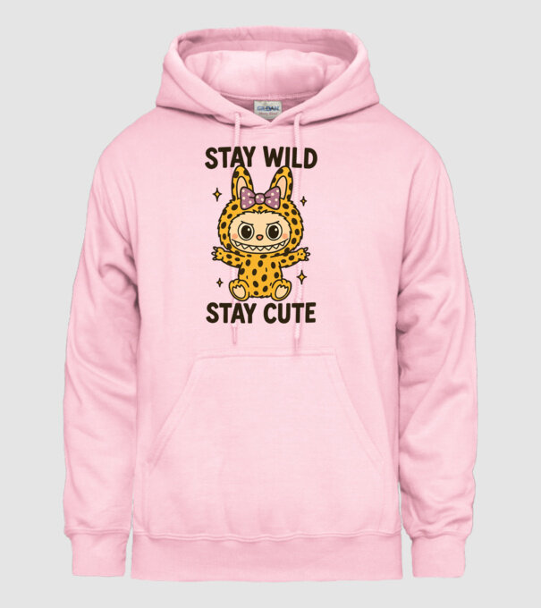 Stay wild - Labubu model roz deschis pe tricou