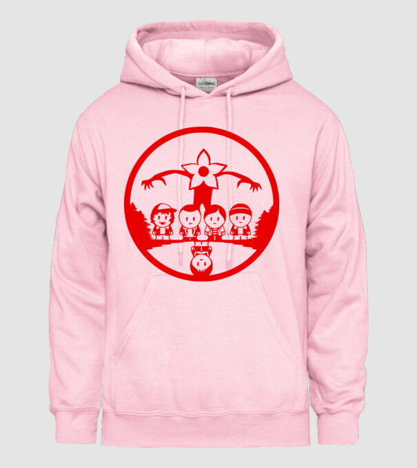 stranger things cartoon model roz deschis pe tricou