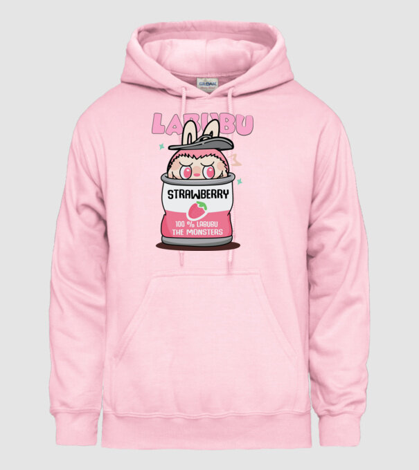 Strawberry Labubu model roz deschis pe tricou