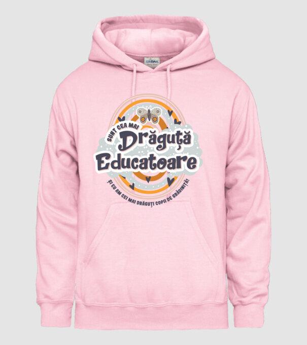 Sunt cea mai drăguță educatoare! model roz deschis pe tricou