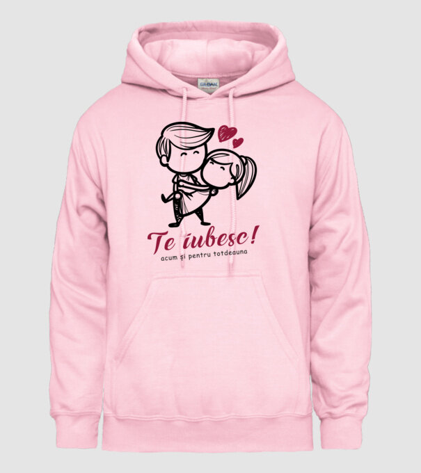 te iubesc! model roz deschis pe tricou