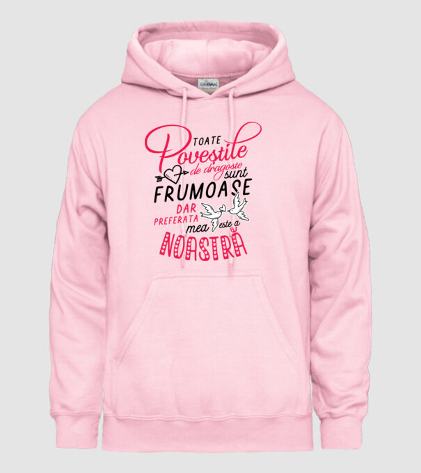 Toate poveștile de dragoste sunt frumoase, dar preferata mea este a noastră model roz deschis pe tricou
