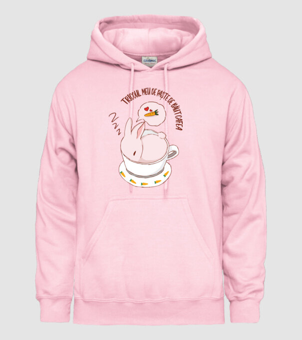tricoul meu de Paște de băut cafea model roz deschis pe tricou