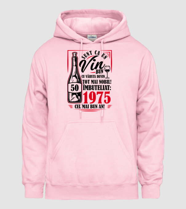 Un Vin Bun 1975 - Alb model roz deschis pe tricou