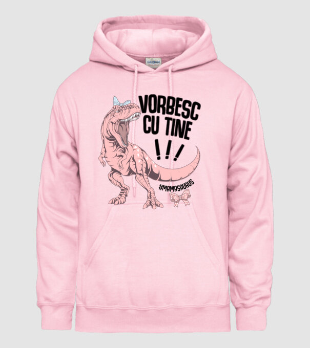 Vorbesc cu tine! #mamasaurus model roz deschis pe tricou