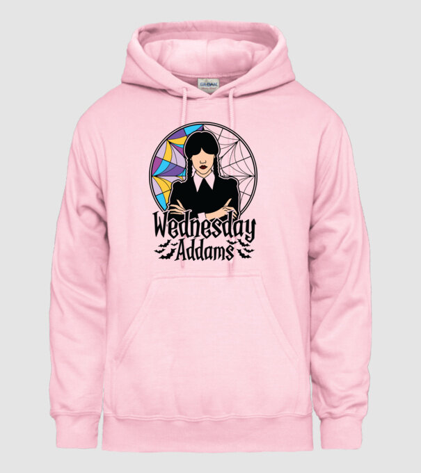 Wednesday Window colorful model roz deschis pe tricou