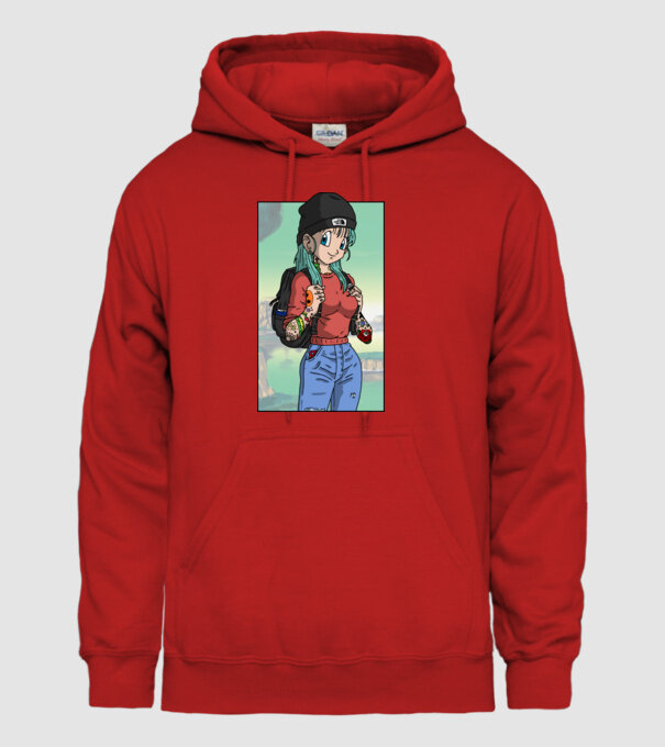 dragon ball bulma model roșu pe tricou