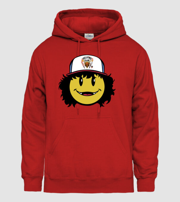 dustinhappyface model roșu pe tricou