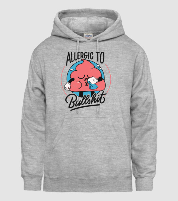 Allergic to bullshit antisocial model gri pe tricou