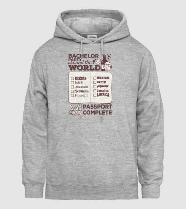 Bachelor Party World tour model gri pe tricou