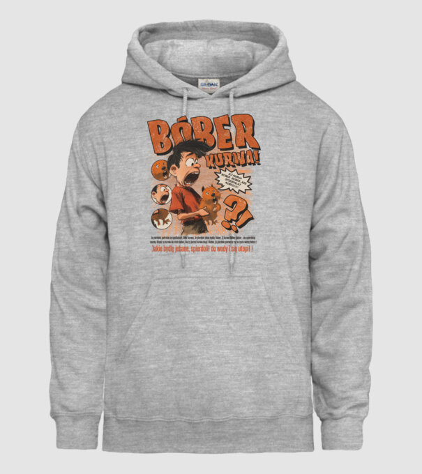 Bobr Kurwa comic model gri pe tricou