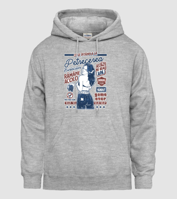 ce se întâmplă la - petrecerea burlacilor - rămâne - acolo - astăzi nu beau apă - vândut model gri pe tricou
