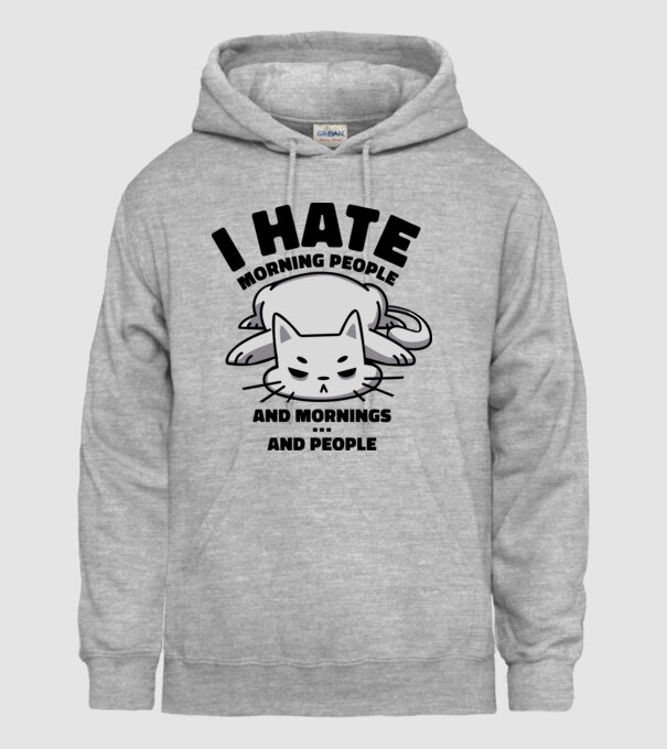 I hate morning people antisocial cat model gri pe tricou