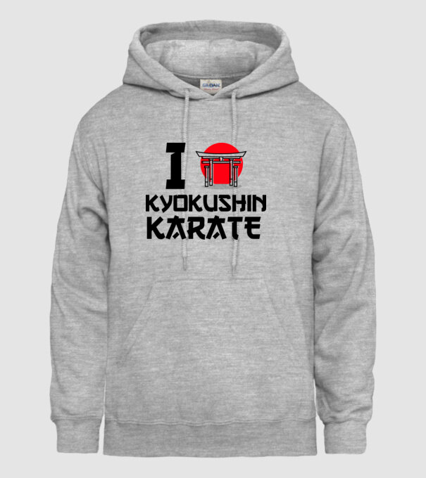 I love Kyokushin Karate model gri pe tricou