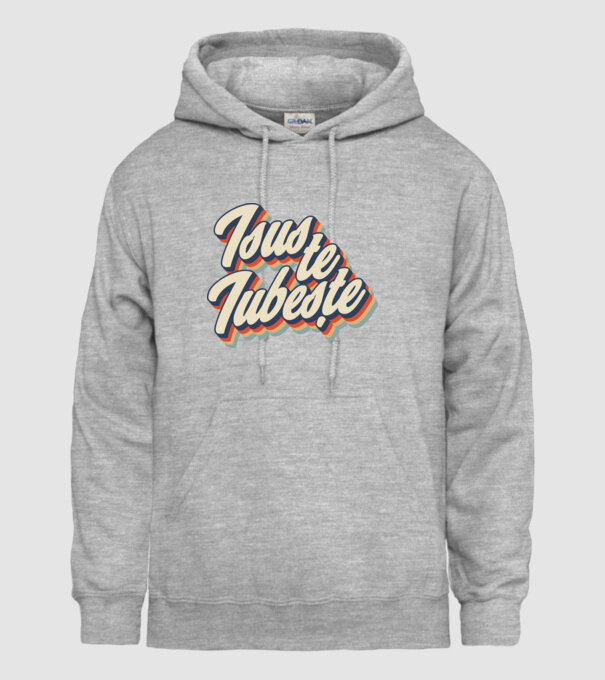 Isus te iubește model gri pe tricou