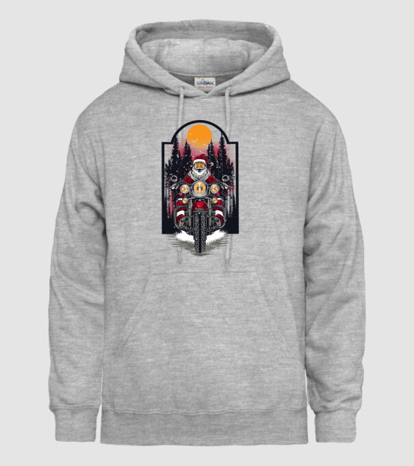Motor santa model gri pe tricou