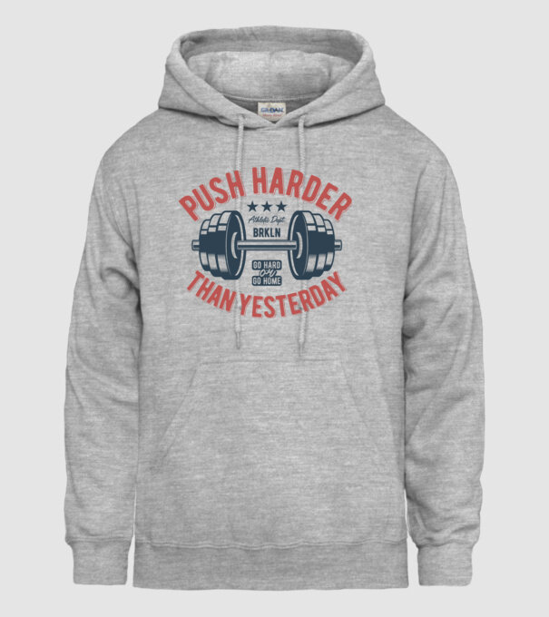 push harder model gri pe tricou