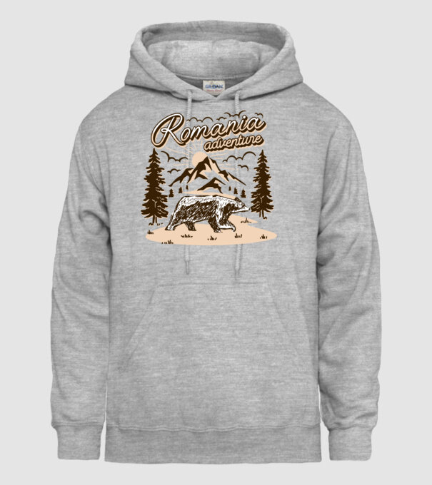 Romania bear adventure model gri pe tricou