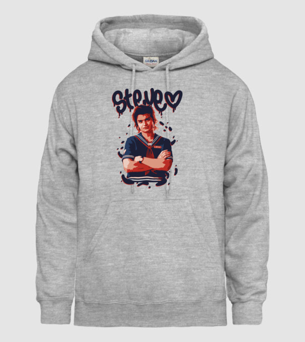 steve stranger things model gri pe tricou