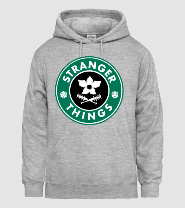 stranger things starbucks model gri pe tricou