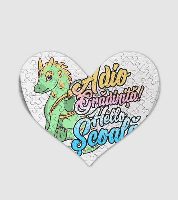 Adio grădiniță! Hello școală! model alb pe tricou