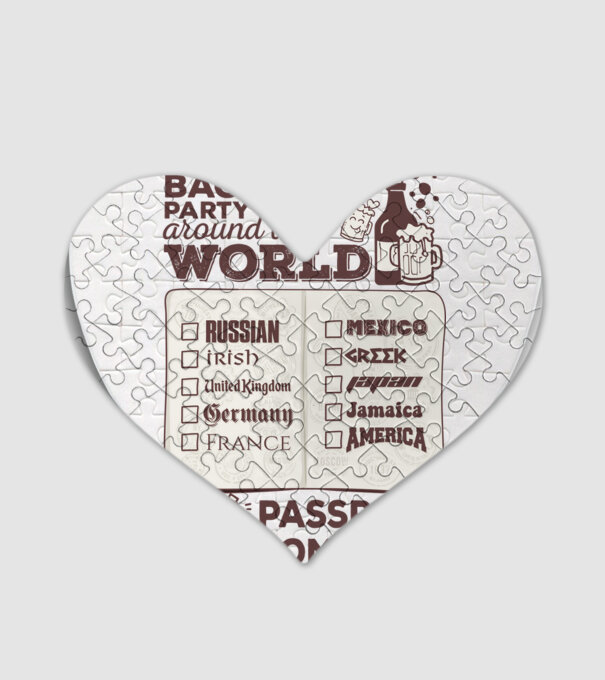 Bachelor Party World tour model alb pe tricou