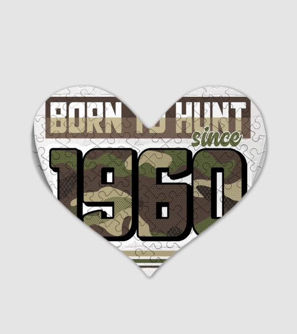 Born to hunt since 1960 model alb pe tricou