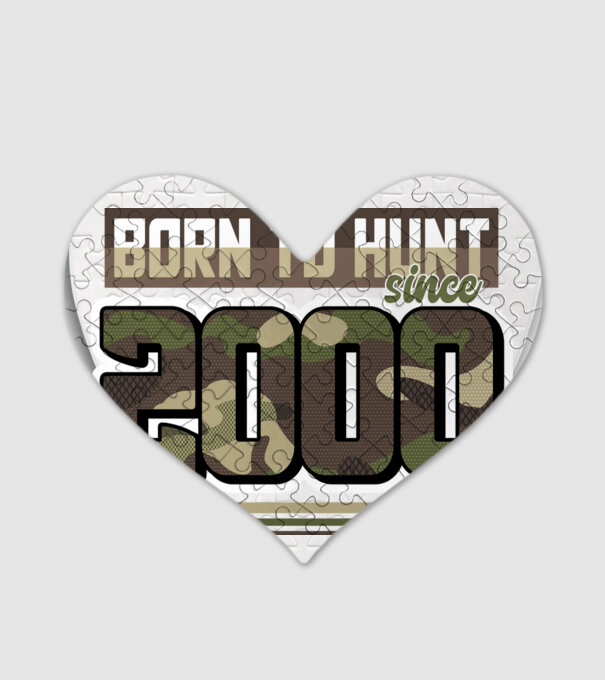 Born to hunt since 2000 model alb pe tricou