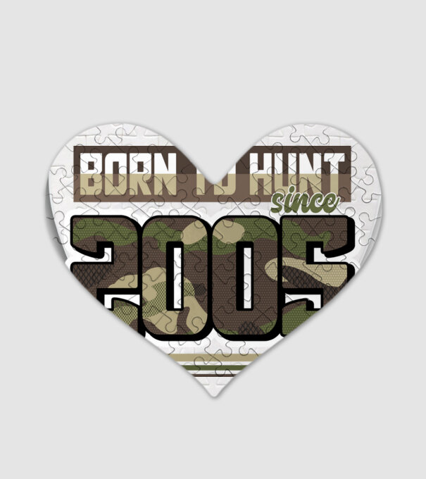 Born to hunt since 2005 model alb pe tricou