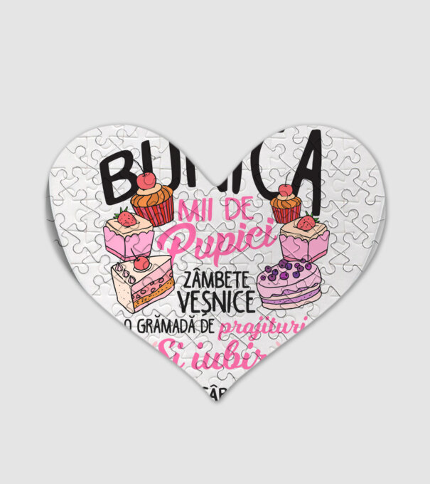 bunica - mii de pupici, zâmbete veșnice, o grămadă de prăjituri și iubire nesfârșită model alb pe tricou