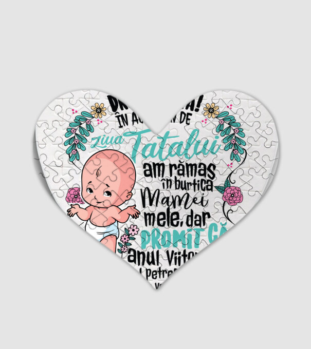 Dragă tată! În acest an de Ziua Tatălui am rămas în burtica mamei mele model alb pe tricou