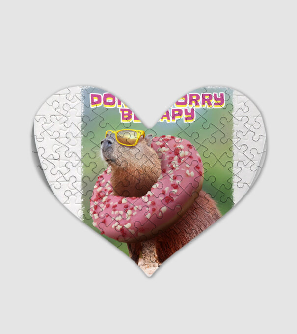Capybara Donut worry be capy model alb pe tricou