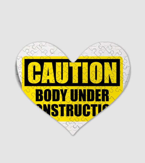 Caution Body Under Construction model alb pe tricou