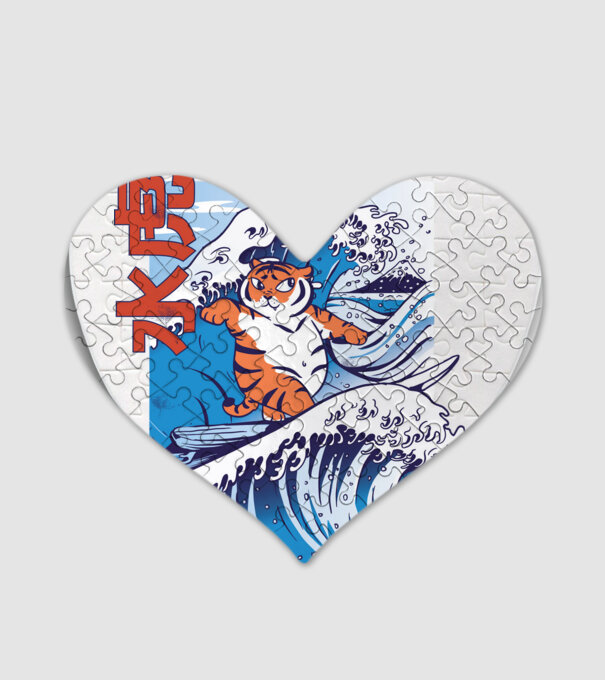 Chubby Surfer Tiger model alb pe tricou
