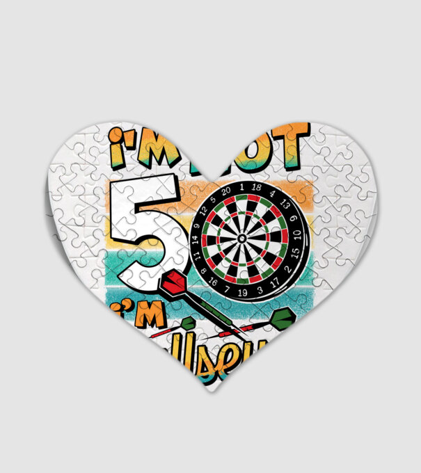 Darts Birthday 50 years old model alb pe tricou