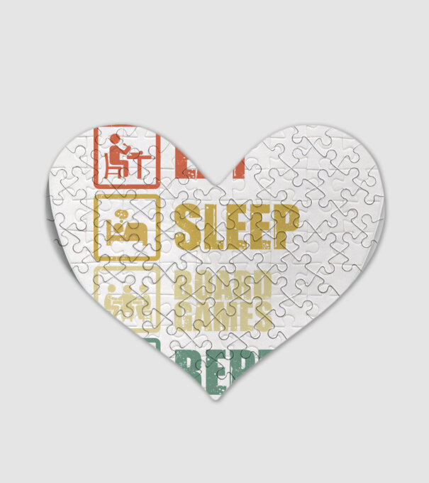 eat sleep Board Games repeat model alb pe tricou