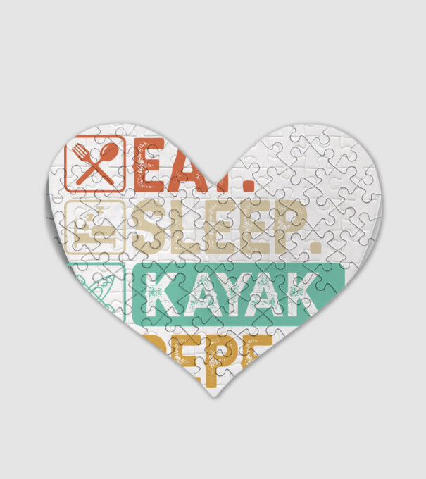 Eat Sleep Kayak model alb pe tricou