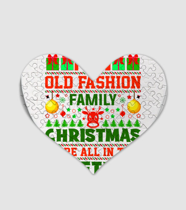 fun old fashion family christmas model alb pe tricou