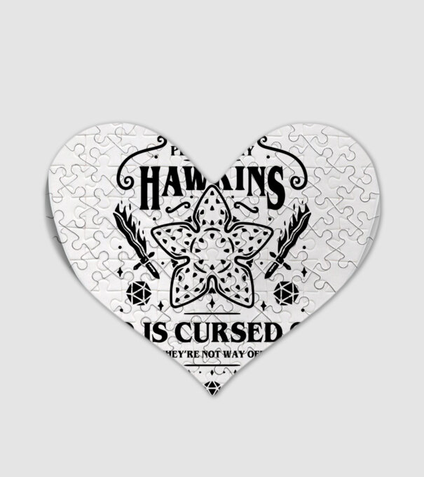 hawkins is cursed model alb pe tricou