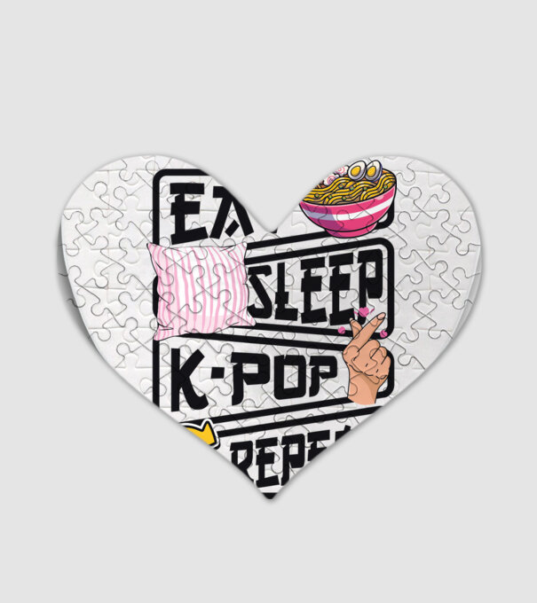 K-POP EAT SLEEP model alb pe tricou