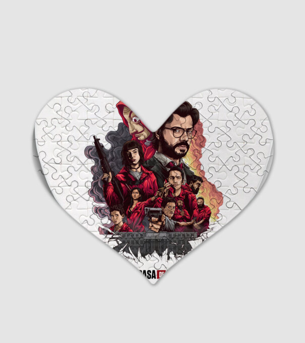 la casa de papel poster theme model alb pe tricou