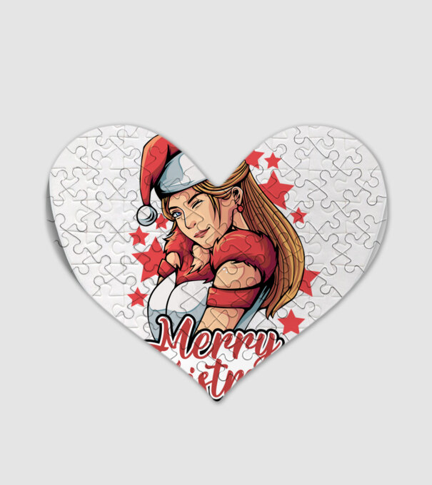 Merry christmas santa girl model alb pe tricou