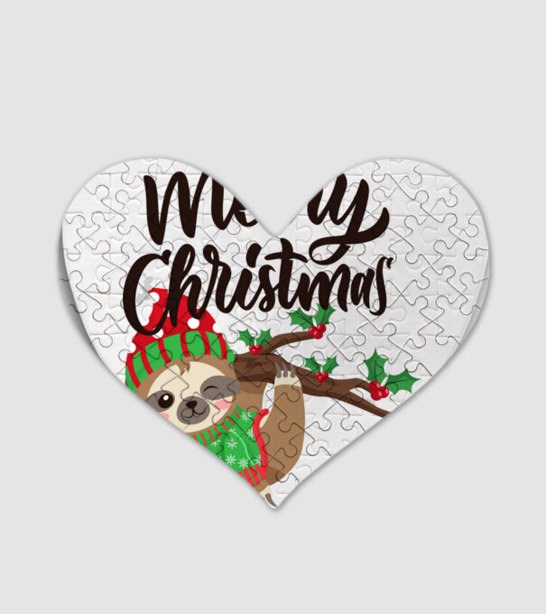 Merry christmas sloth model alb pe tricou