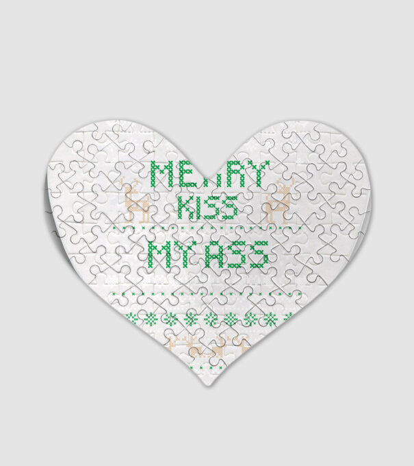 Merry kiss my ass ugly sweater model alb pe tricou