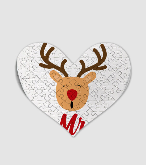Mr. Reindeer Christmas couple model alb pe tricou