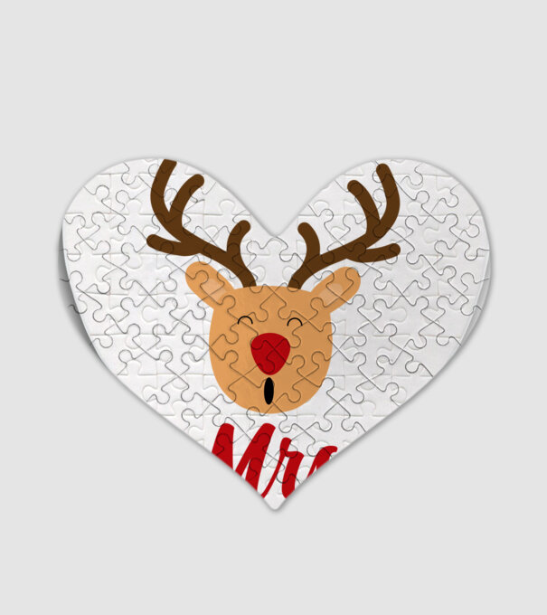 Mrs Reindeer christmas couple model alb pe tricou