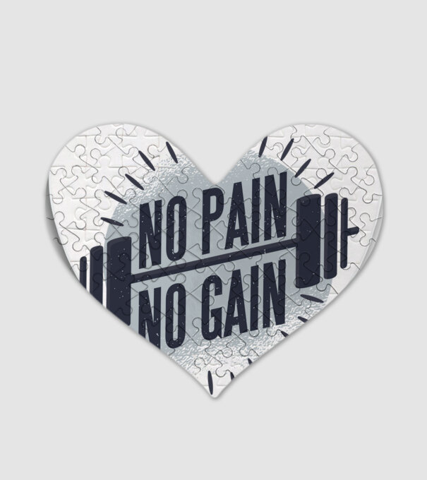 No pain no gain round model alb pe tricou
