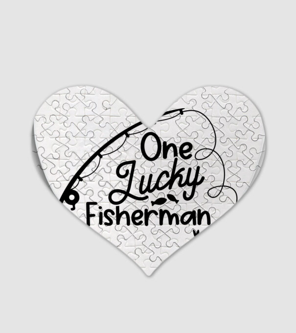 One lucky Fisherman model alb pe tricou
